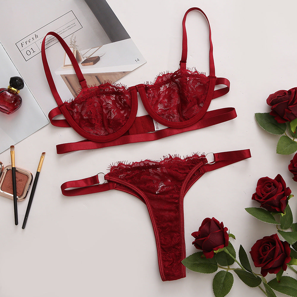 Cross-Border Sexy Lingerie with Underwire and Sheer Design
