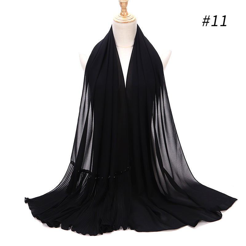 2020 Pearl Chiffon Ethnic Scarf Muslim Hijab