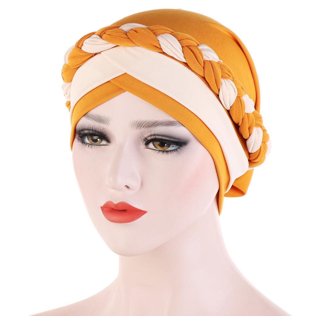 Two-Tone Milk Silk Scarf Cap for Muslim Women