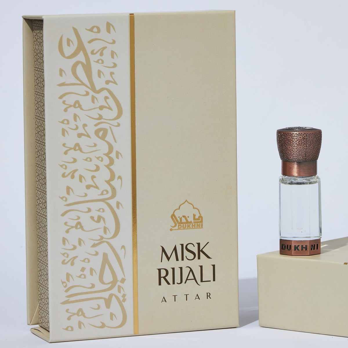 Dukhni Misk Rijali Attar | Soft Silky White Musk | Authentic Arabic Fragrance Oil | 100% Pure Alcohol-Free Halal | 1 bottle x 6ml