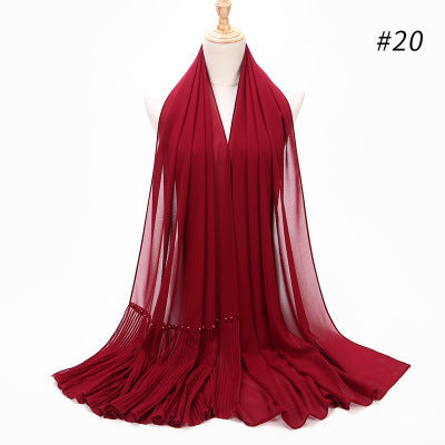 2020 Pearl Chiffon Ethnic Scarf Muslim Hijab