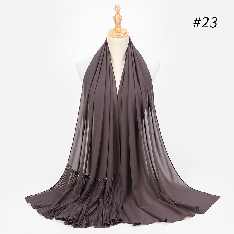 2020 Pearl Chiffon Ethnic Scarf Muslim Hijab