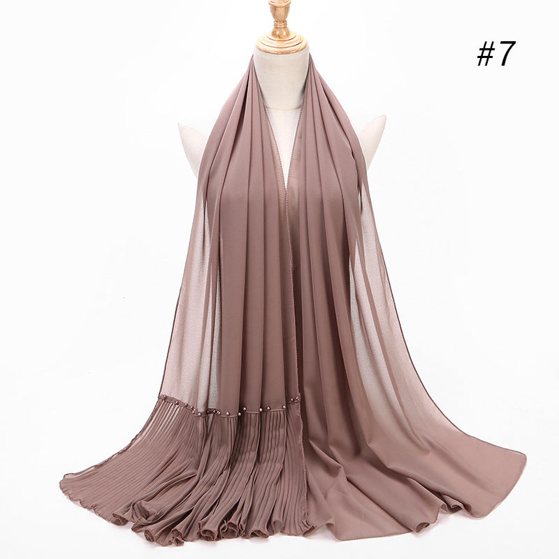 2020 Pearl Chiffon Ethnic Scarf Muslim Hijab