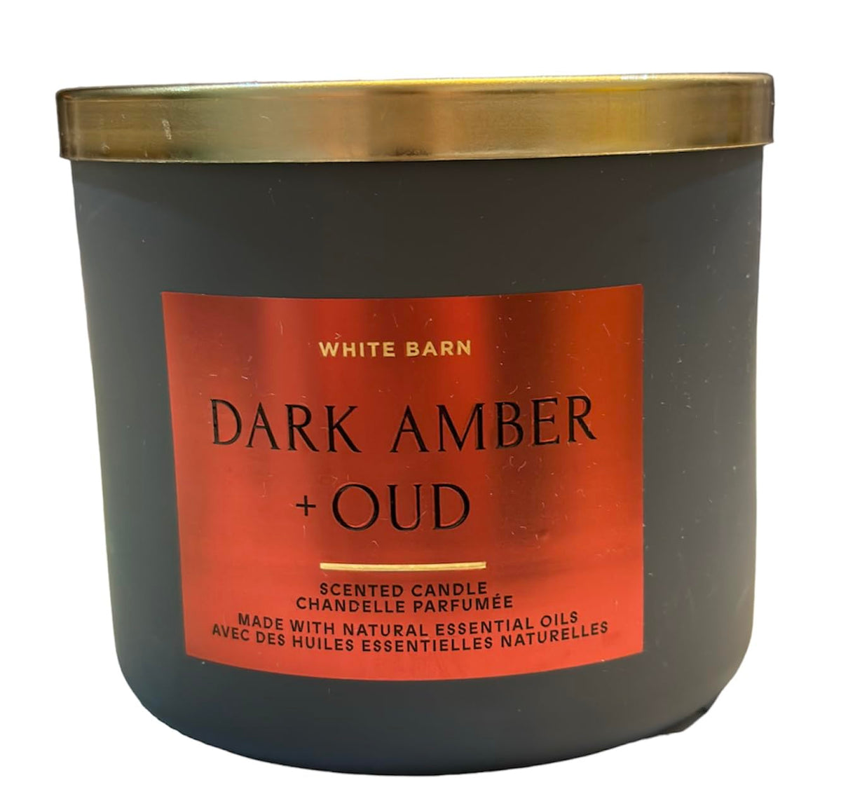 Bath & Body Works White Barn 3-Wick Candle w/Essential Oils - 14.5 oz - 2022 Spring Scents! (Dark Amber & Oud)