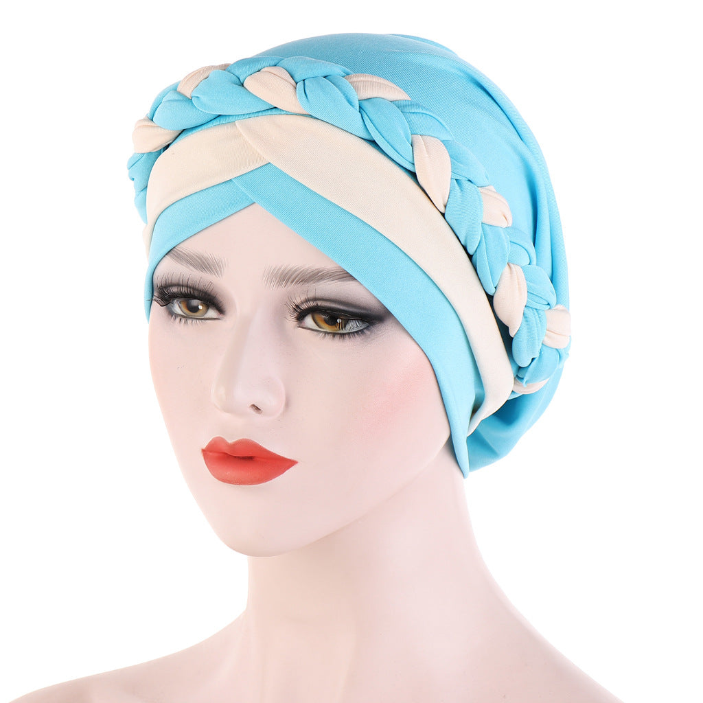 Two-Tone Milk Silk Scarf Cap for Muslim Women