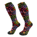 ACDRUING Hippie Peace Symbol Unisex Compression Socks 15-20mmhg Over The Calf Socks Men & Women Socks For Running Nurses Flight Travel