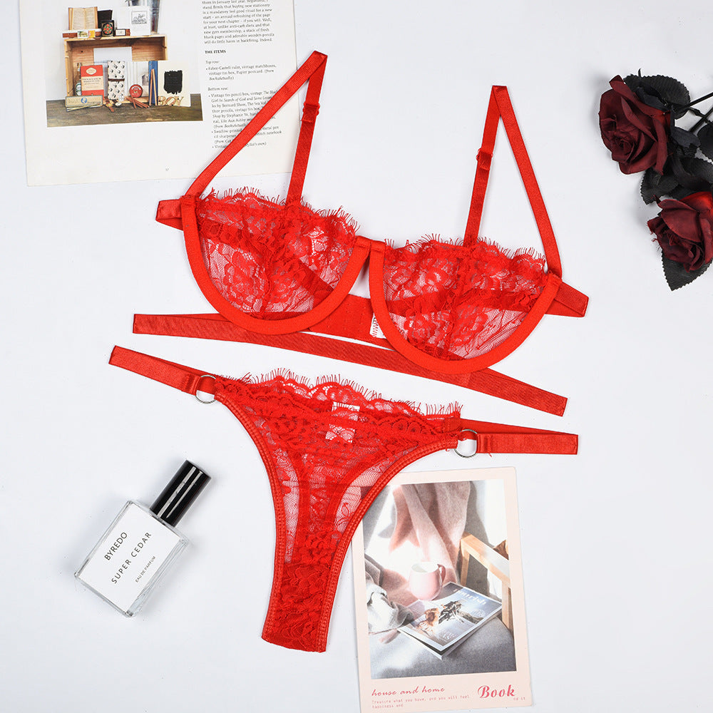Cross-Border Sexy Lingerie with Underwire and Sheer Design