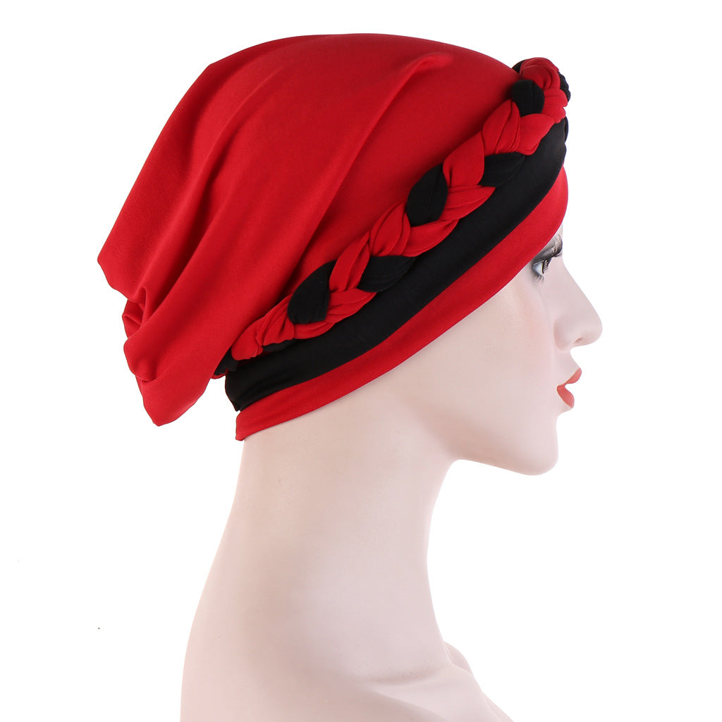 Two-Tone Milk Silk Scarf Cap for Muslim Women