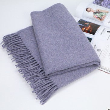 Women's Solid Color Thick Wool Scarf and Shawl