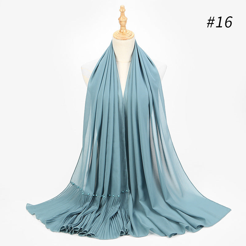 2020 Pearl Chiffon Ethnic Scarf Muslim Hijab
