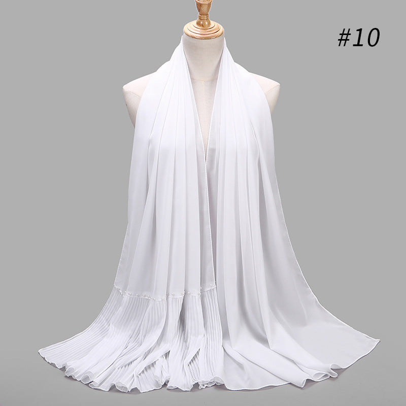 2020 Pearl Chiffon Ethnic Scarf Muslim Hijab