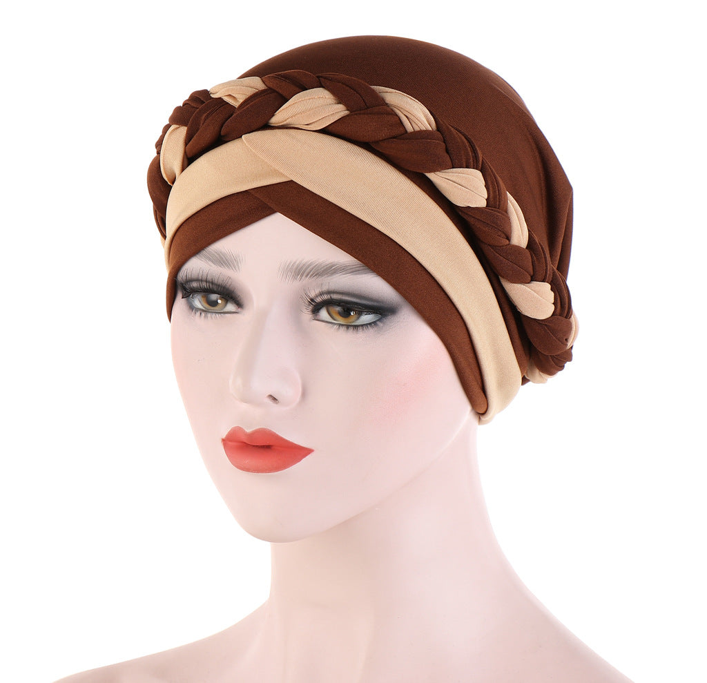 Two-Tone Milk Silk Scarf Cap for Muslim Women