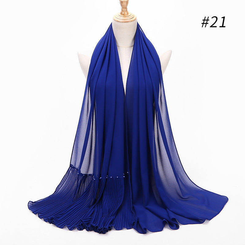 2020 Pearl Chiffon Ethnic Scarf Muslim Hijab