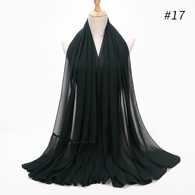 2020 Pearl Chiffon Ethnic Scarf Muslim Hijab