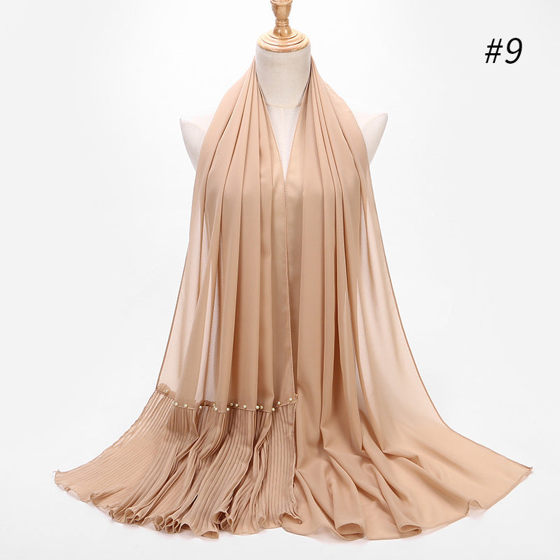 2020 Pearl Chiffon Ethnic Scarf Muslim Hijab