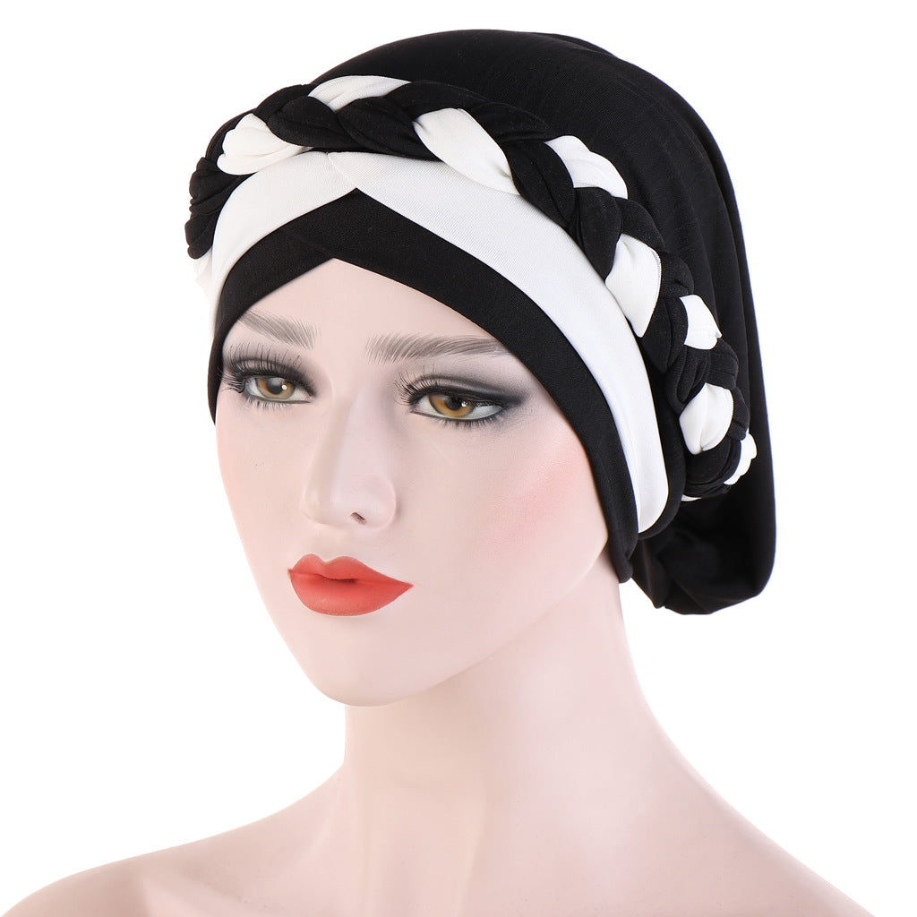 Two-Tone Milk Silk Scarf Cap for Muslim Women