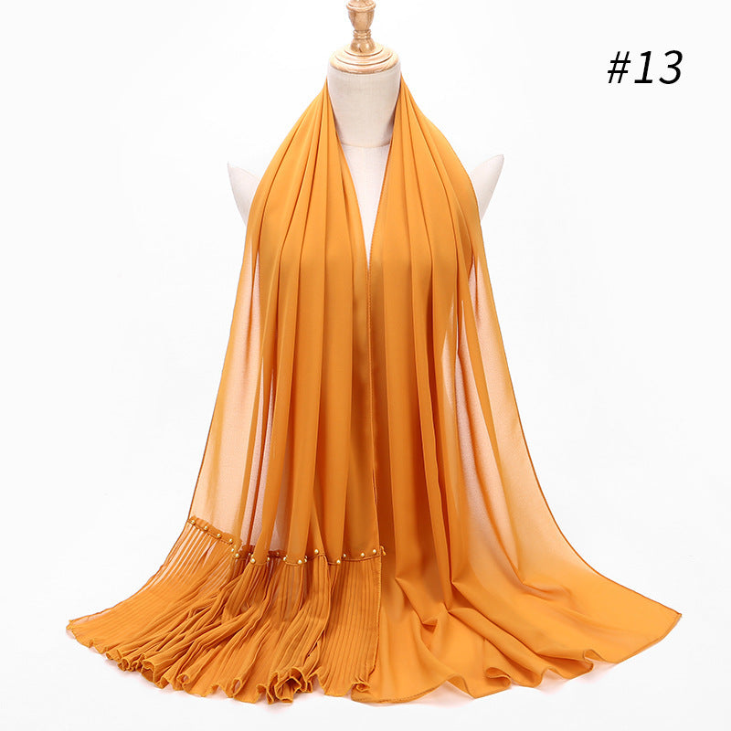 2020 Pearl Chiffon Ethnic Scarf Muslim Hijab