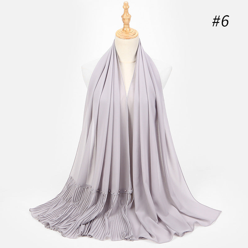 2020 Pearl Chiffon Ethnic Scarf Muslim Hijab