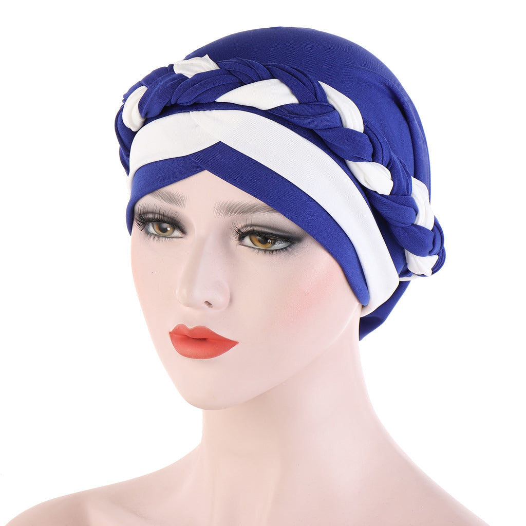 Two-Tone Milk Silk Scarf Cap for Muslim Women