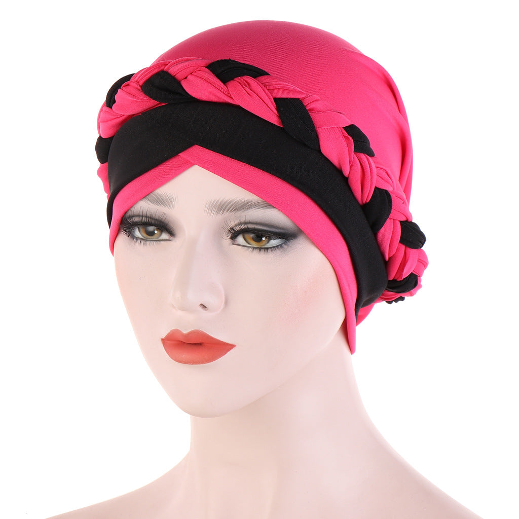 Two-Tone Milk Silk Scarf Cap for Muslim Women