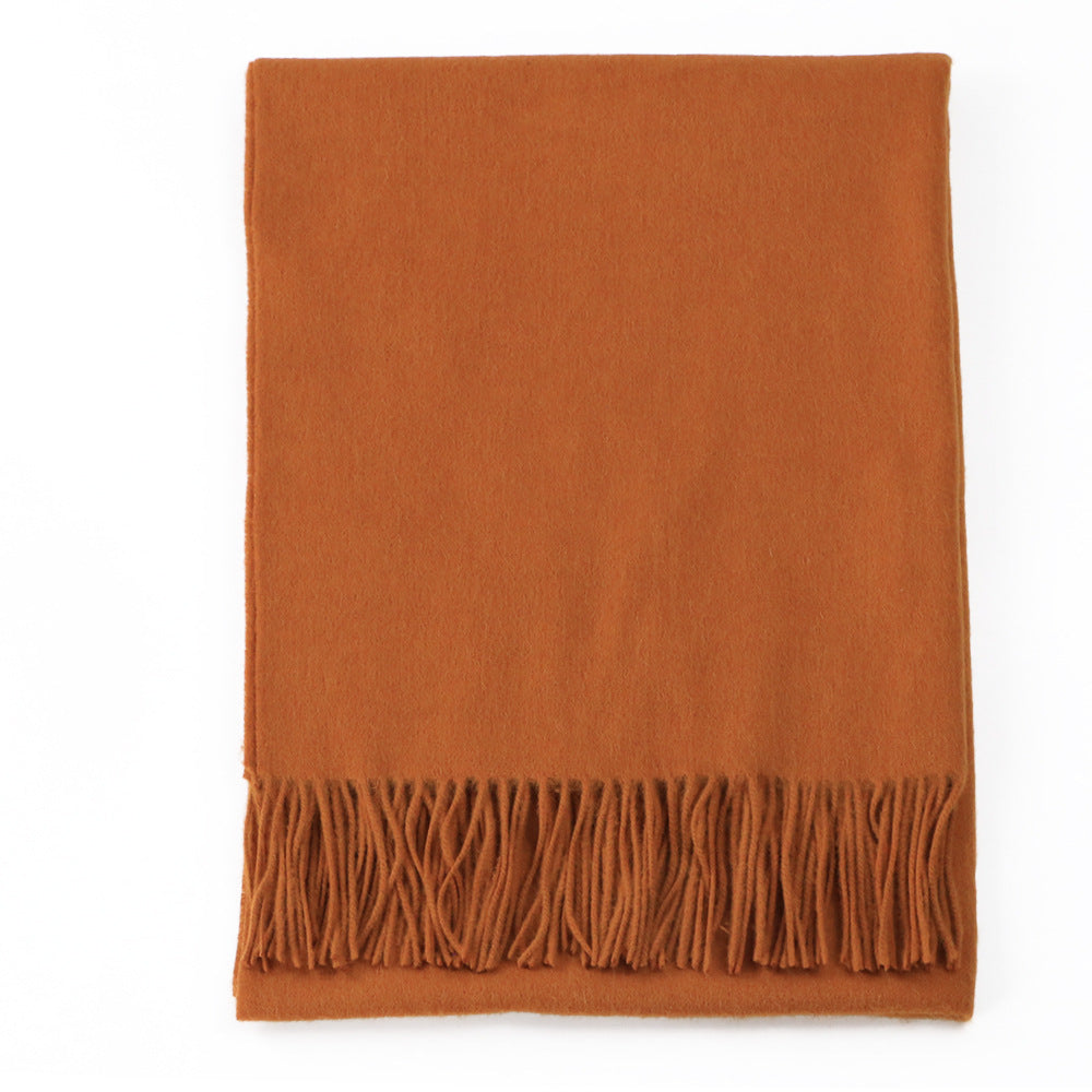 Women's Solid Color Thick Wool Scarf and Shawl