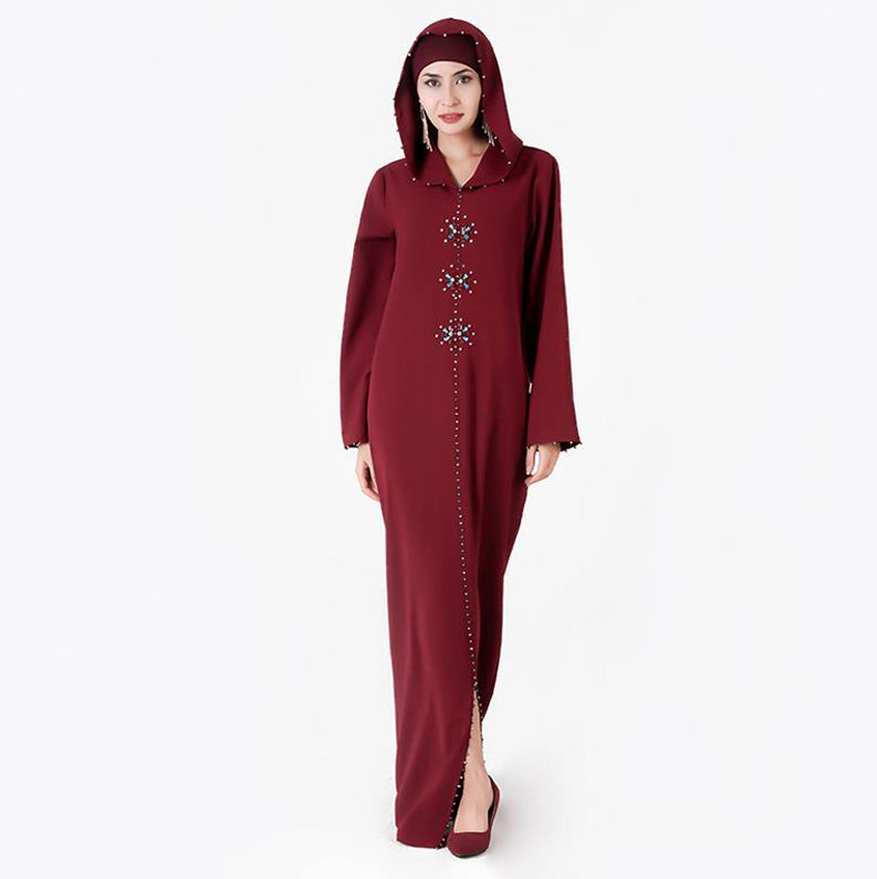 Dubai Turkish Muslim Dress with Moroccan Hat and Beads