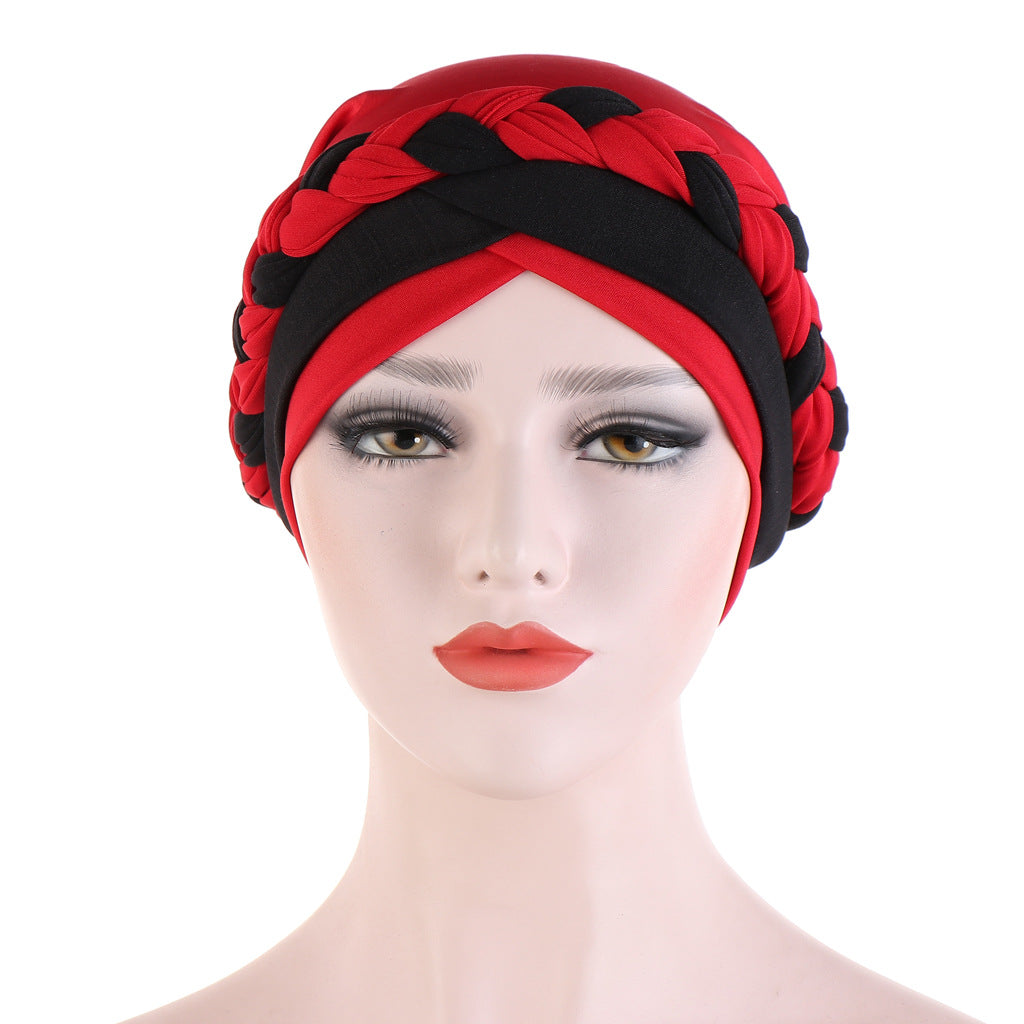 Two-Tone Milk Silk Scarf Cap for Muslim Women