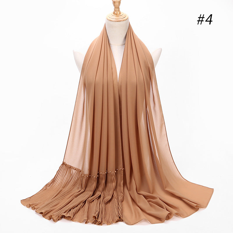 2020 Pearl Chiffon Ethnic Scarf Muslim Hijab