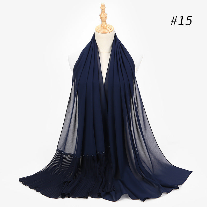 2020 Pearl Chiffon Ethnic Scarf Muslim Hijab
