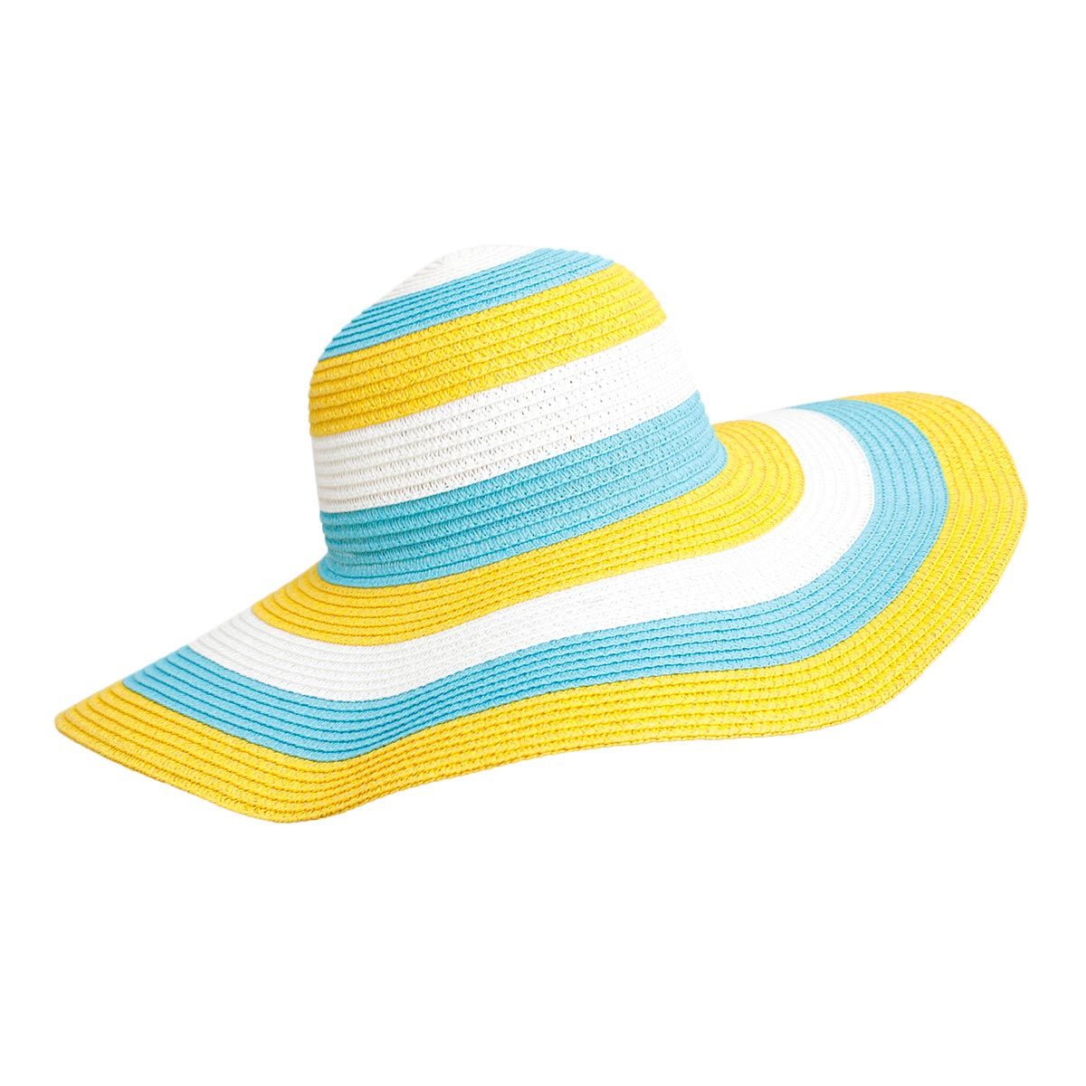 Wide Brim Straw Hat Multicolor Striped Stylish Summer Accessory