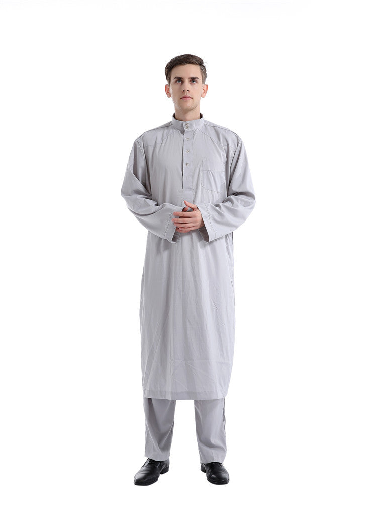 Solid Color Two-Piece Men's Muslim Robe