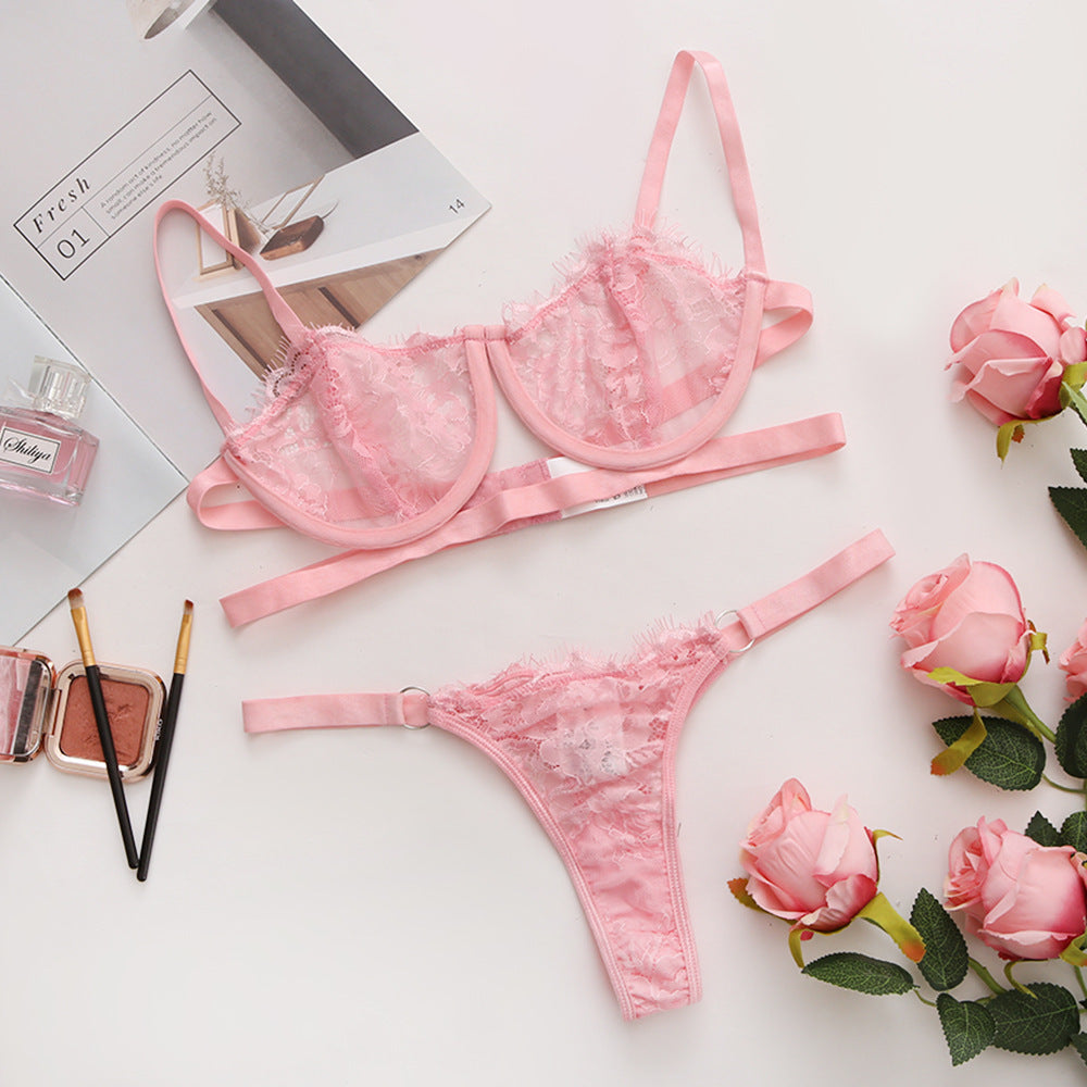 Cross-Border Sexy Lingerie with Underwire and Sheer Design