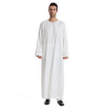 Lenmipot Mens Muslim Robe Arab Kaftans for Men Islamic Eid Muslim Thobe Ramadan Daily Clothes 1PC Muslim Glossy Robe StyleA White