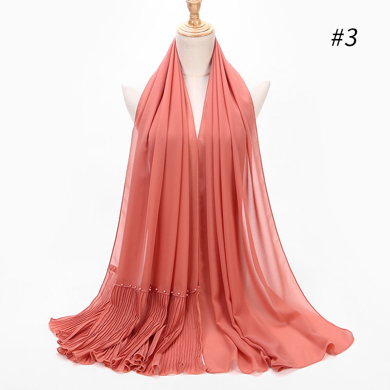 2020 Pearl Chiffon Ethnic Scarf Muslim Hijab