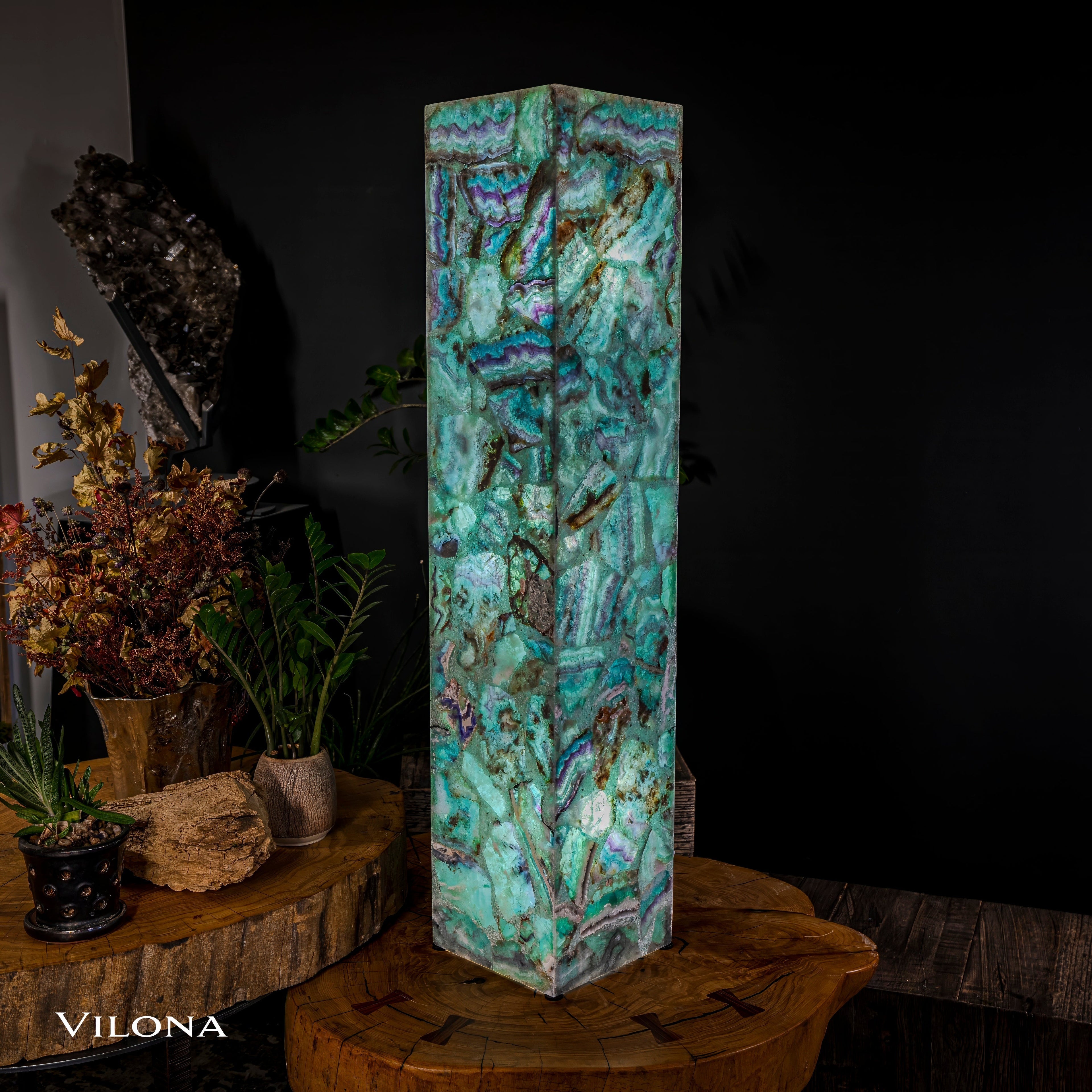 Fluorite Floor Lamp - Medium - 47.5"H x 10"W - Square - 2/19