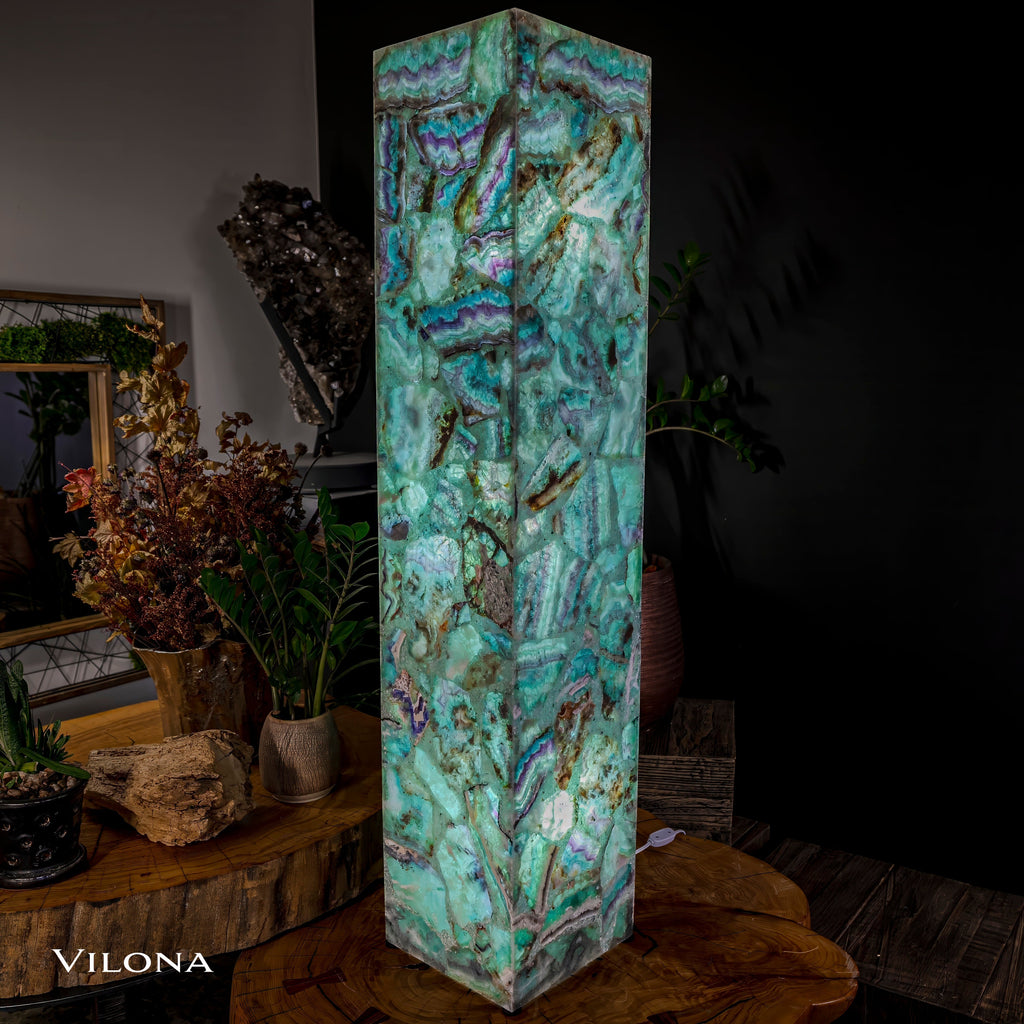 Fluorite Floor Lamp - Medium - 47.5"H x 10"W - Square - 2/19