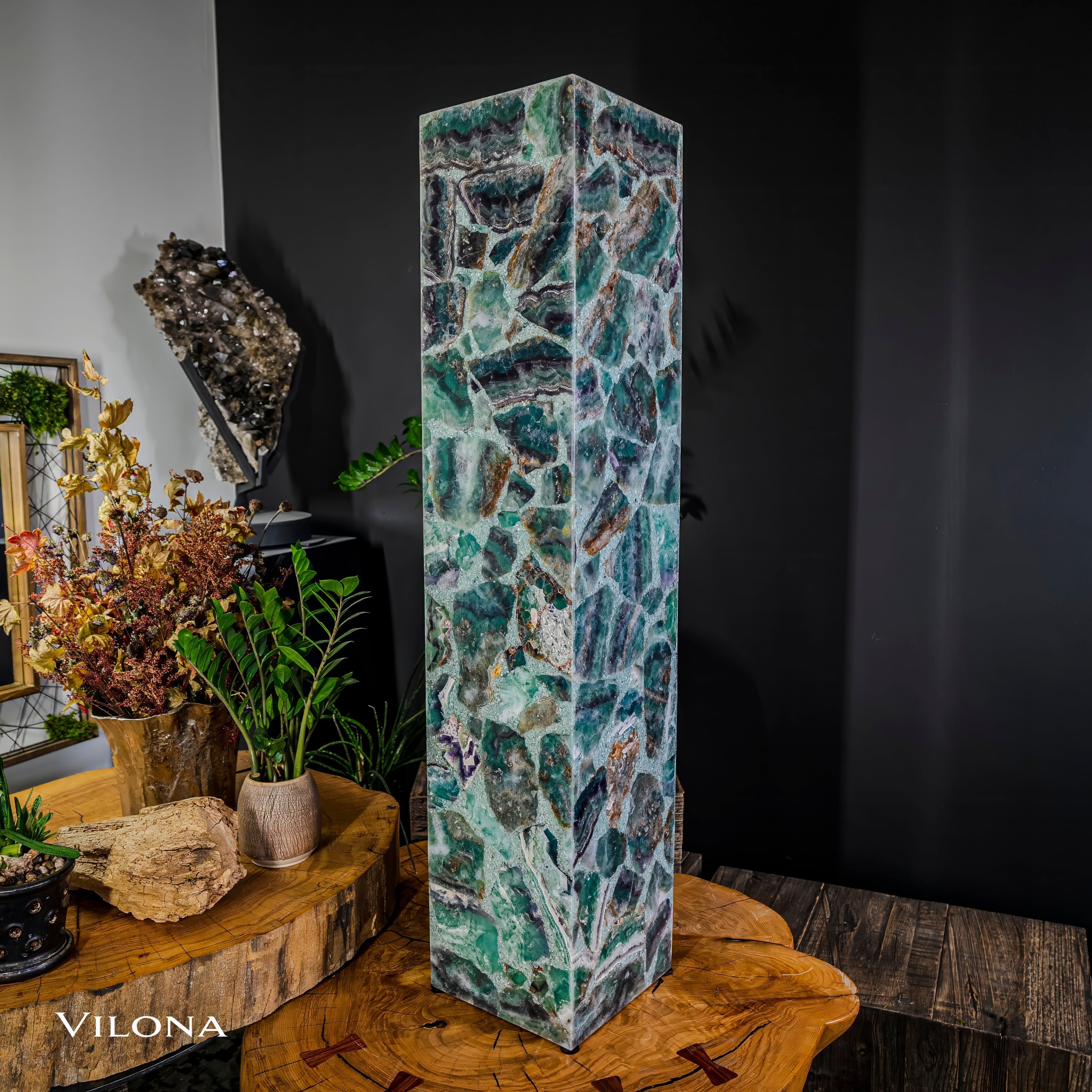 Fluorite Floor Lamp - Medium - 47.5"H x 10"W - Square - 2/19